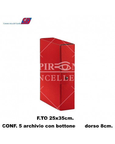 GARDA ARCHIVIO BOTTONE 25X35 ROSSO-DORSO 8 C.DEL [5PZ]